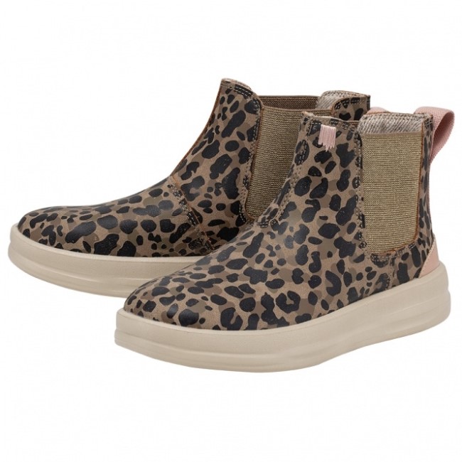 Heydude España Aurora Juvenil Piel Reciclada Leopardo Nuez