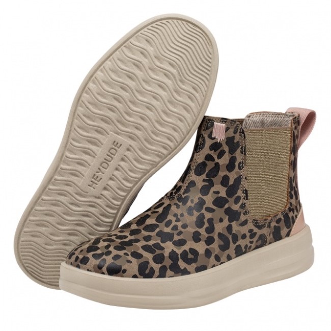 Heydude España Aurora Juvenil Piel Reciclada Leopardo Nuez