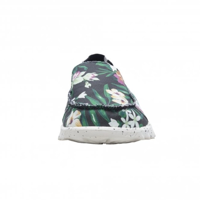 Heydude España Farty Lienzo Estampado Hibiscus Negro