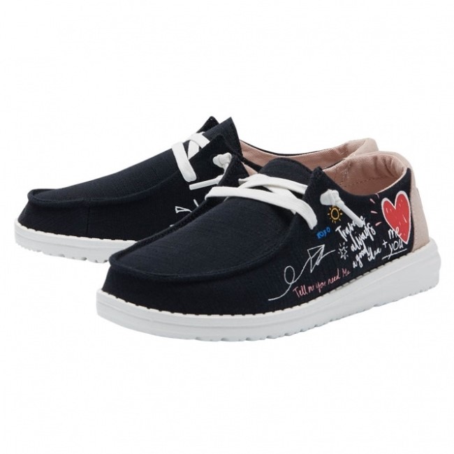 Heydude España Wendy Chambray Garabatos Negras