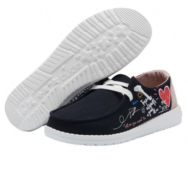 Heydude España Wendy Chambray Garabatos Negras