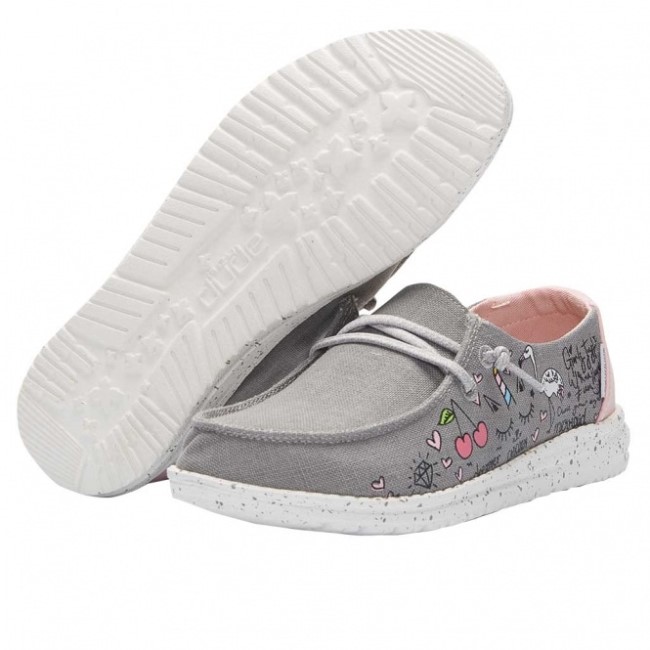 Heydude España Wendy Juventud Chambray Garabatos Grises